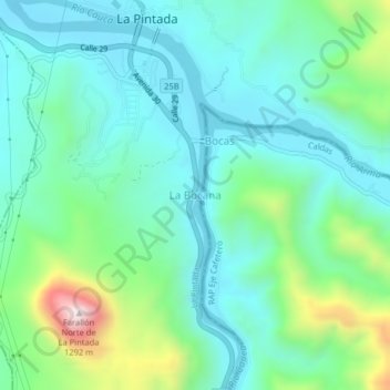 Mapa topográfico La Bocana, altitude, relevo
