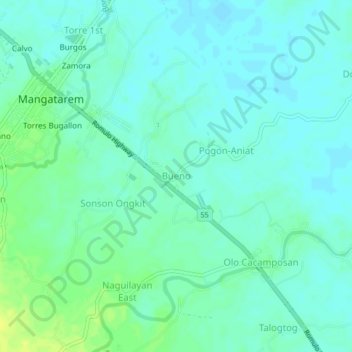 Mapa topográfico Bueno, altitude, relevo