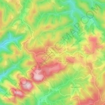 Mapa topográfico Pinhal dos Guarás, altitude, relevo