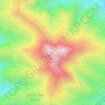 Mapa topográfico Cerro Tres Picos, altitude, relevo