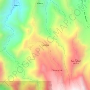 Mapa topográfico Frutillas, altitude, relevo