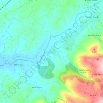 Mapa topográfico Maxial, altitude, relevo