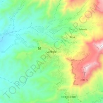 Mapa topográfico Lalibela, altitude, relevo