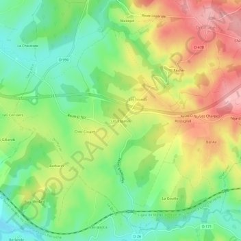 Mapa topográfico Les Espalus, altitude, relevo