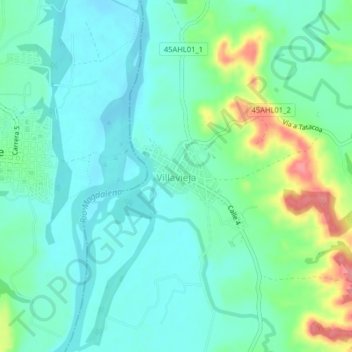 Mapa topográfico Villavieja, altitude, relevo
