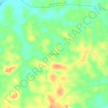 Mapa topográfico Bantan, altitude, relevo