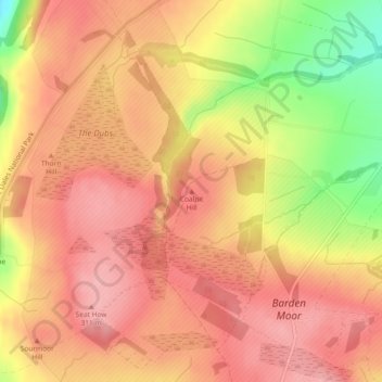 Mapa topográfico Coalpit Hill, altitude, relevo