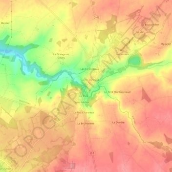 Mapa topográfico La Roche, altitude, relevo