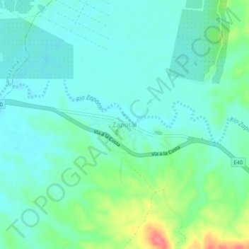 Mapa topográfico Zapotal, altitude, relevo