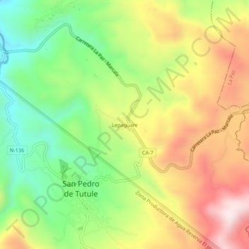 Mapa topográfico Lepaguare, altitude, relevo