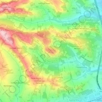 Mapa topográfico Civitanova Alta, altitude, relevo