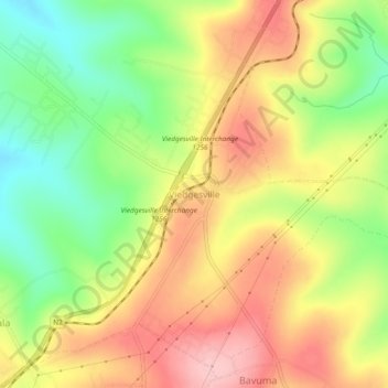 Mapa topográfico Viedgesville, altitude, relevo