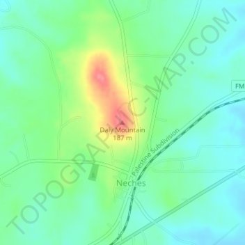 Mapa topográfico Daly Mountain, altitude, relevo