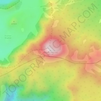 Mapa topográfico Mont Manengouba, altitude, relevo