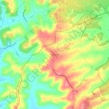 Mapa topográfico Petrignano, altitude, relevo