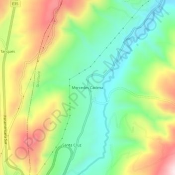Mapa topográfico Mercedes Cadena, altitude, relevo