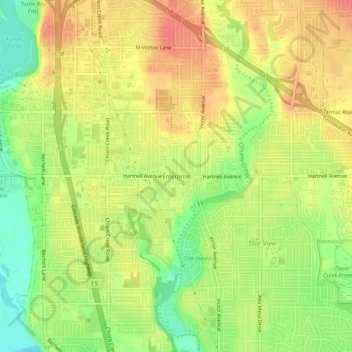 Mapa topográfico Enterprise, altitude, relevo