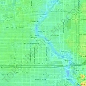 Mapa topográfico Michigan Park, altitude, relevo