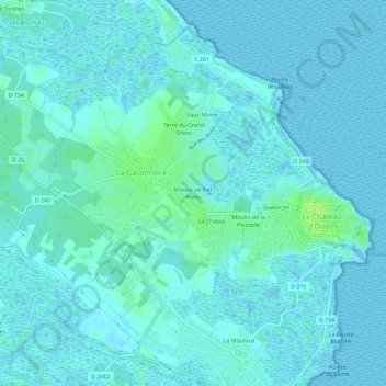Mapa topográfico Moulin de Fief Melin, altitude, relevo