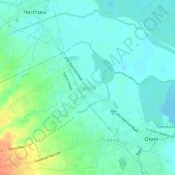 Mapa topográfico Tapulao, altitude, relevo
