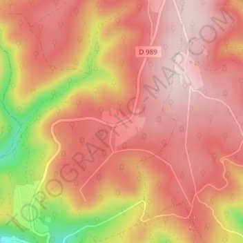 Mapa topográfico Les Woieries, altitude, relevo