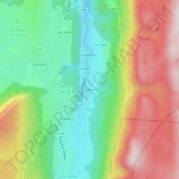 Mapa topográfico Chabotte, altitude, relevo