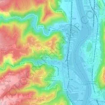 Mapa topográfico Peyret, altitude, relevo