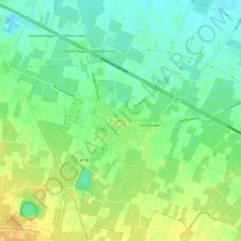 Mapa topográfico Piumazzo, altitude, relevo