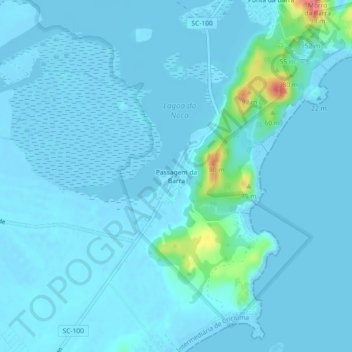 Mapa topográfico Passagem da Barra, altitude, relevo
