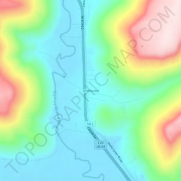 Mapa topográfico Smithtown, altitude, relevo