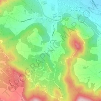 Mapa topográfico La Cride, altitude, relevo