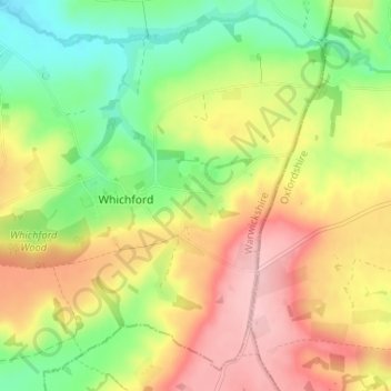 Mapa topográfico Ascott, altitude, relevo