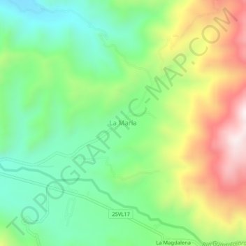 Mapa topográfico La María, altitude, relevo