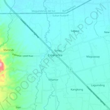 Mapa topográfico Esperanza, altitude, relevo