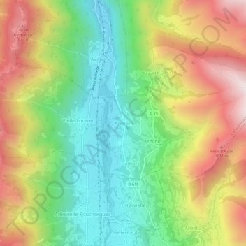 Mapa topográfico Anéran, altitude, relevo