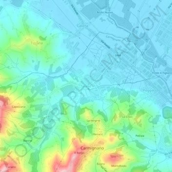 Mapa topográfico Seano, altitude, relevo