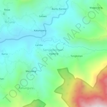 Mapa topográfico Sikolong, altitude, relevo