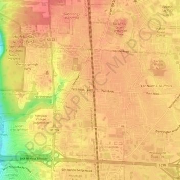 Mapa topográfico Flint, altitude, relevo