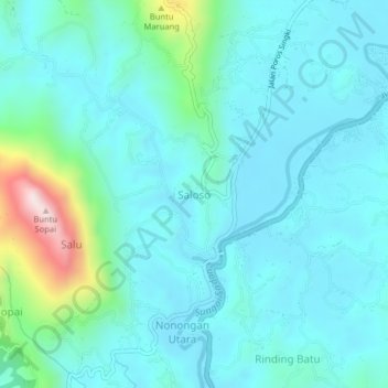 Mapa topográfico Saloso, altitude, relevo