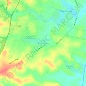 Mapa topográfico Flagstone, altitude, relevo