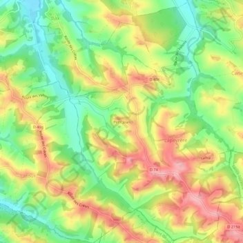 Mapa topográfico Petit Jean, altitude, relevo