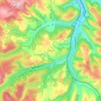 Mapa topográfico Al Cayrou, altitude, relevo