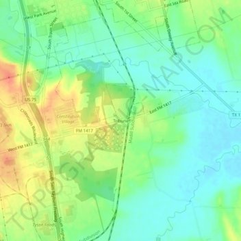 Mapa topográfico Tribune, altitude, relevo