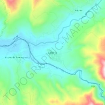 Mapa topográfico Jubones, altitude, relevo