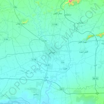 Mapa topográfico Mardan, altitude, relevo