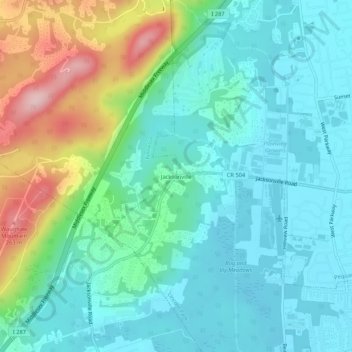 Mapa topográfico Jacksonville, altitude, relevo