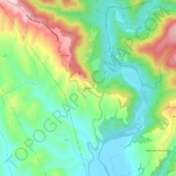 Mapa topográfico Bagni, altitude, relevo