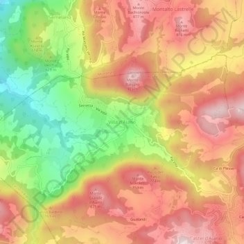 Mapa topográfico Villa d'Aiano, altitude, relevo