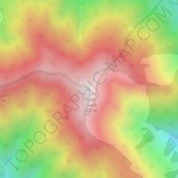 Mapa topográfico Mount Baden-Powell, altitude, relevo