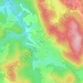 Mapa topográfico Lavaux, altitude, relevo